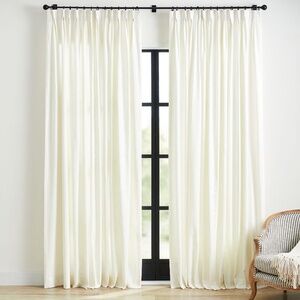 Pottery Barn Emery Linen Pinch Pleat Curtain | Set of 2 Panels | Ivory